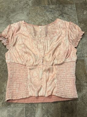Free People Pink Snakeskin Print Top